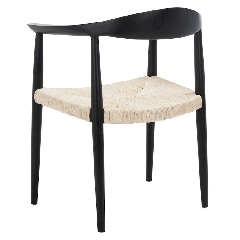 Akzentstuhl aus Rattan mit gedrehtem Muster und Mid-Century-Holzrahmen