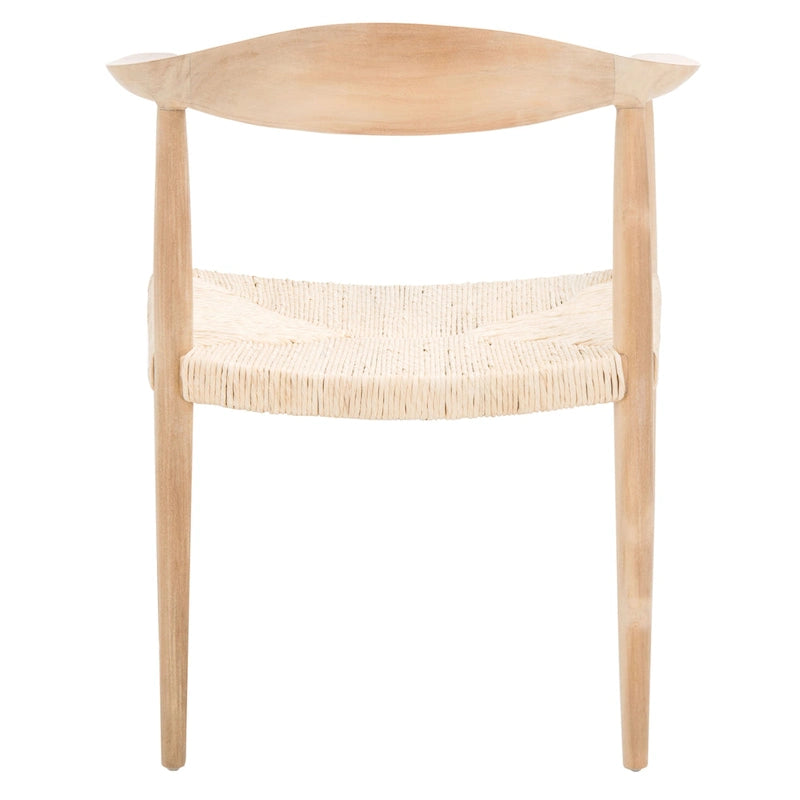 Sillón decorativo de ratán trenzado con estructura de madera de mediados de siglo