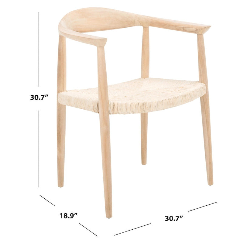 Sillón decorativo de ratán trenzado con estructura de madera de mediados de siglo