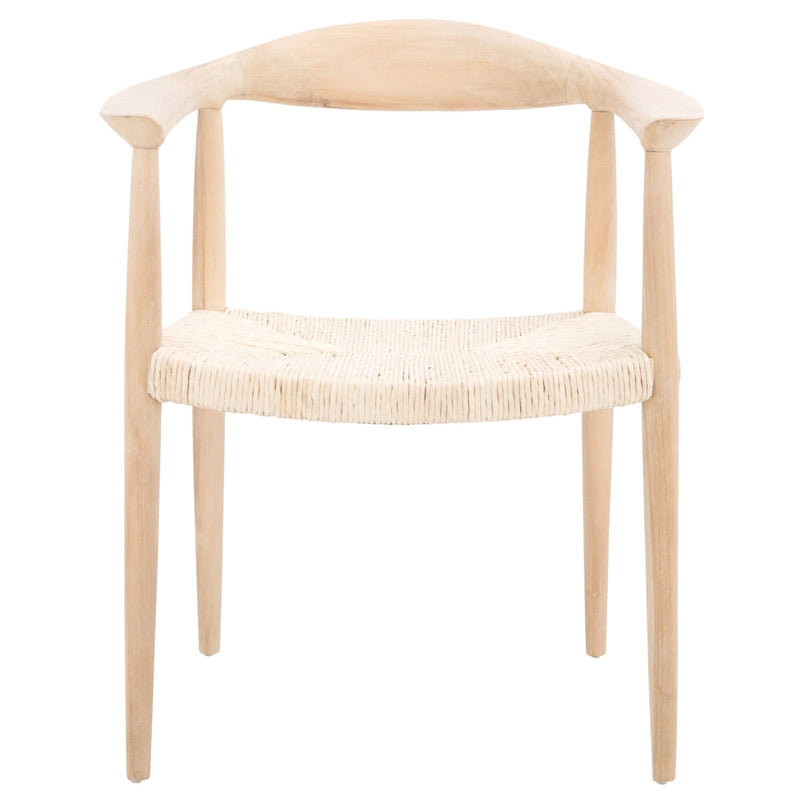 Sillón decorativo de ratán trenzado con estructura de madera de mediados de siglo