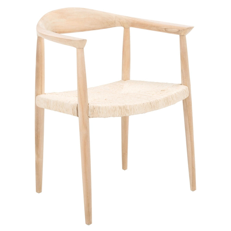 Sillón decorativo de ratán trenzado con estructura de madera de mediados de siglo