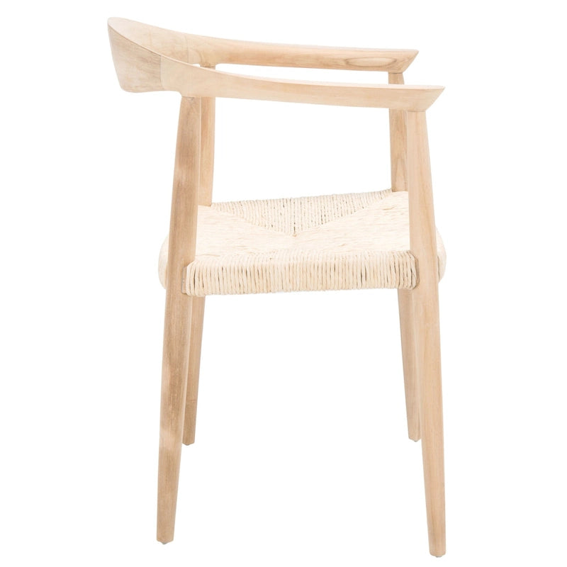 Sillón decorativo de ratán trenzado con estructura de madera de mediados de siglo