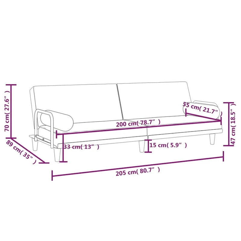 Fabric Sleeper Sofa with Adjustable Backrest & Armrests