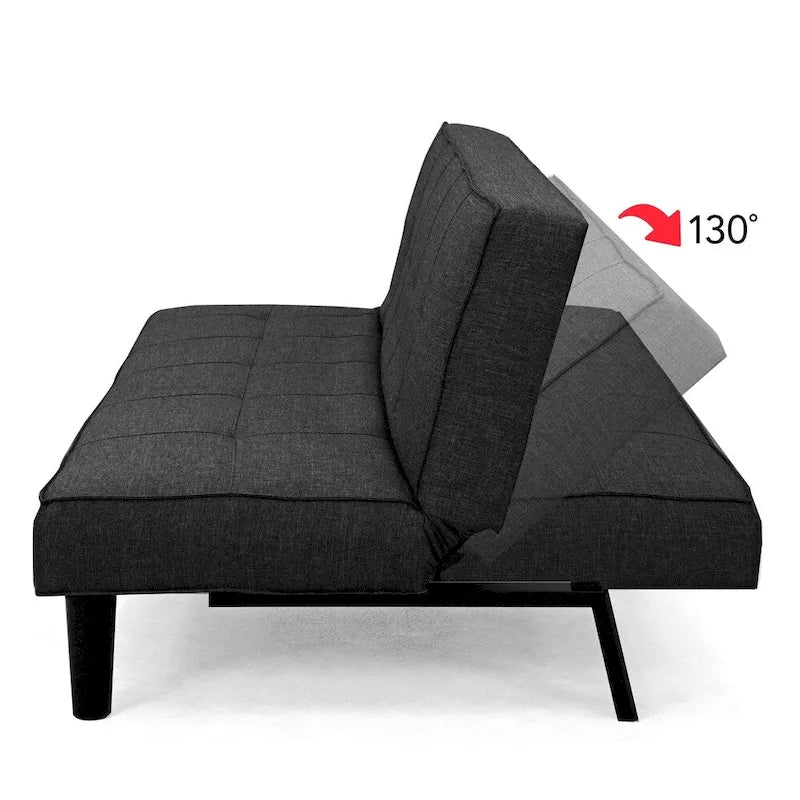 Divano letto futon trasformabile con materasso in tessuto trapuntato