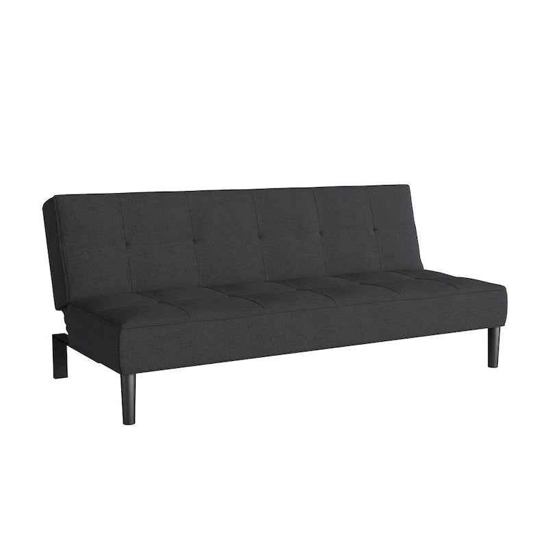 Sofá cama futón convertible con colchón de tela capitonado
