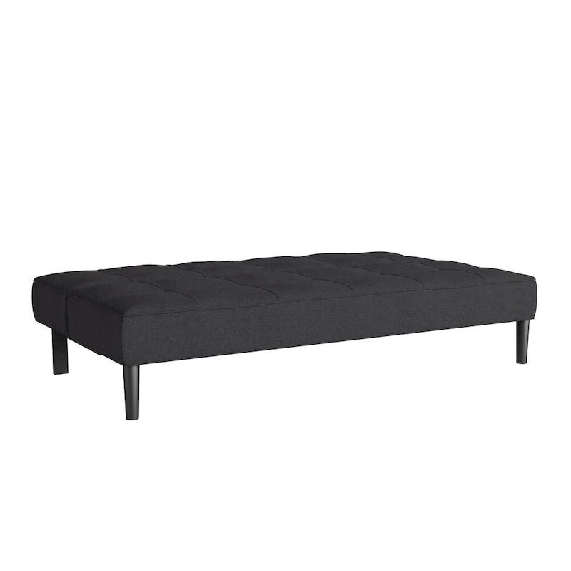 Sofá cama futón convertible con colchón de tela capitonado