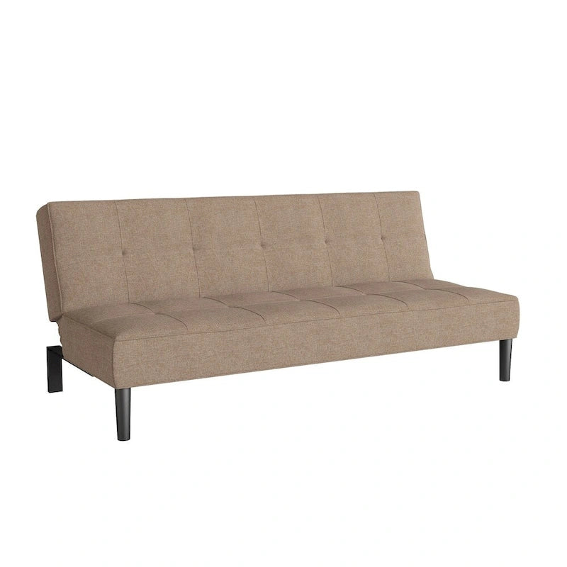 Sofá cama futón convertible con colchón de tela capitonado