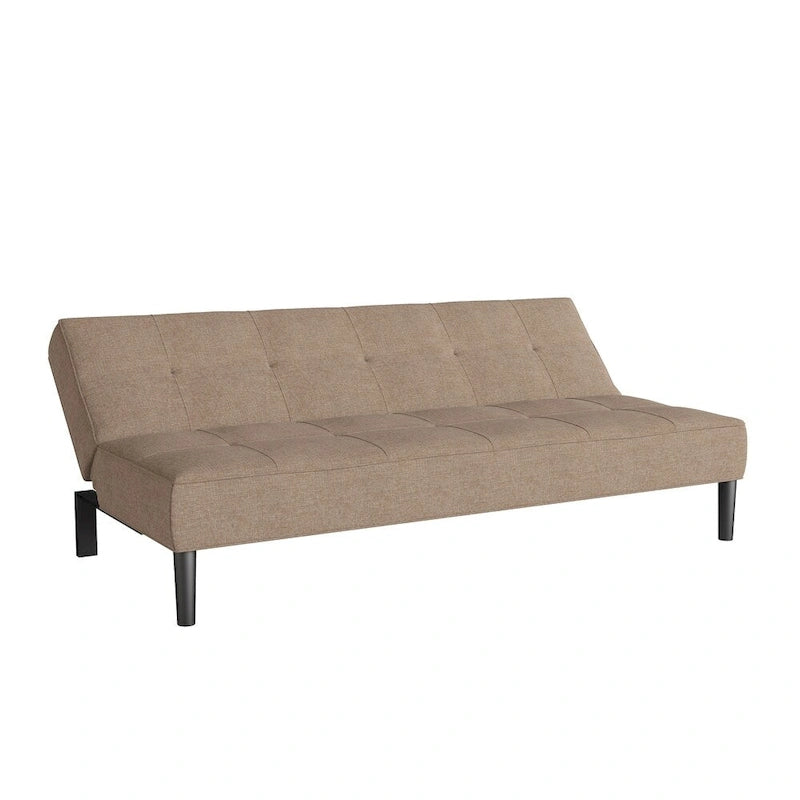 Sofá cama futón convertible con colchón de tela capitonado