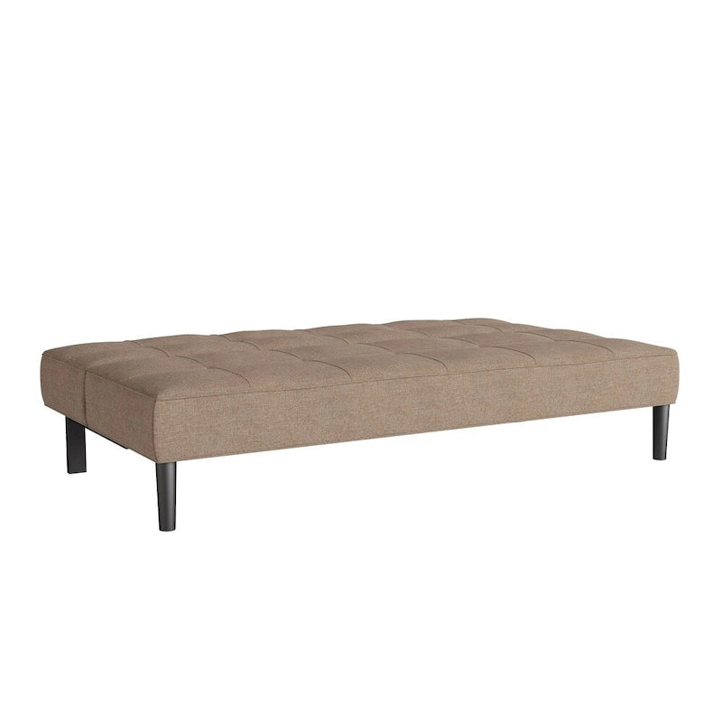 Sofá cama futón convertible con colchón de tela capitonado
