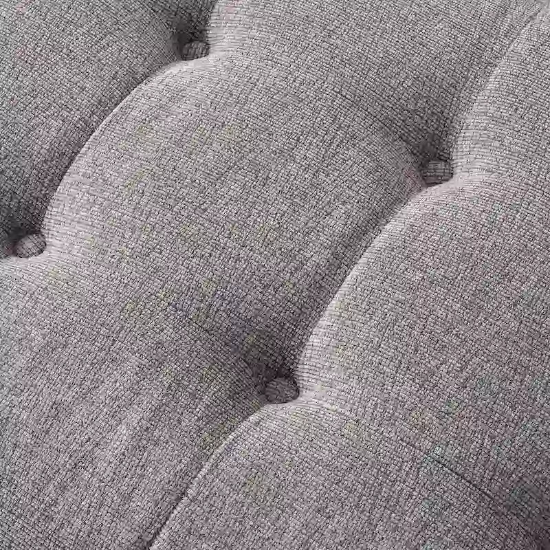 Mid-Century Modern Fabric Sofa with Button-Tufted Detail & Gold-Tipped Legs