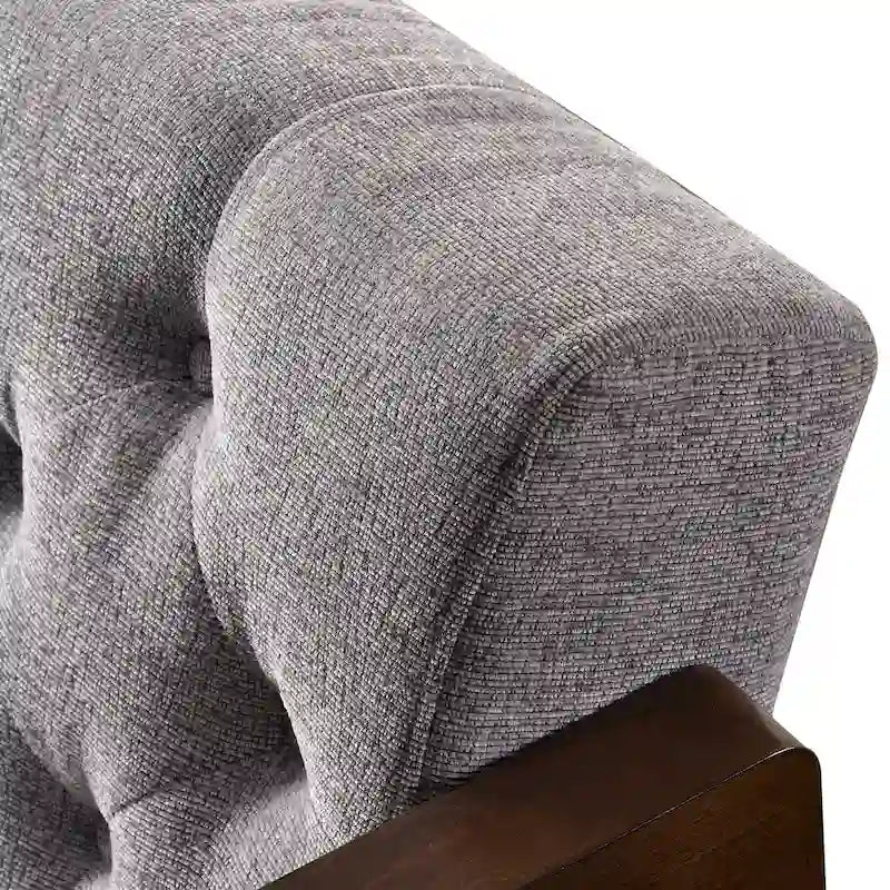 Mid-Century Modern Fabric Sofa with Button-Tufted Detail & Gold-Tipped Legs