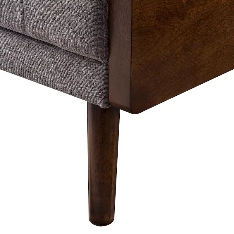 Mid-Century Modern Fabric Sofa with Button-Tufted Detail & Gold-Tipped Legs