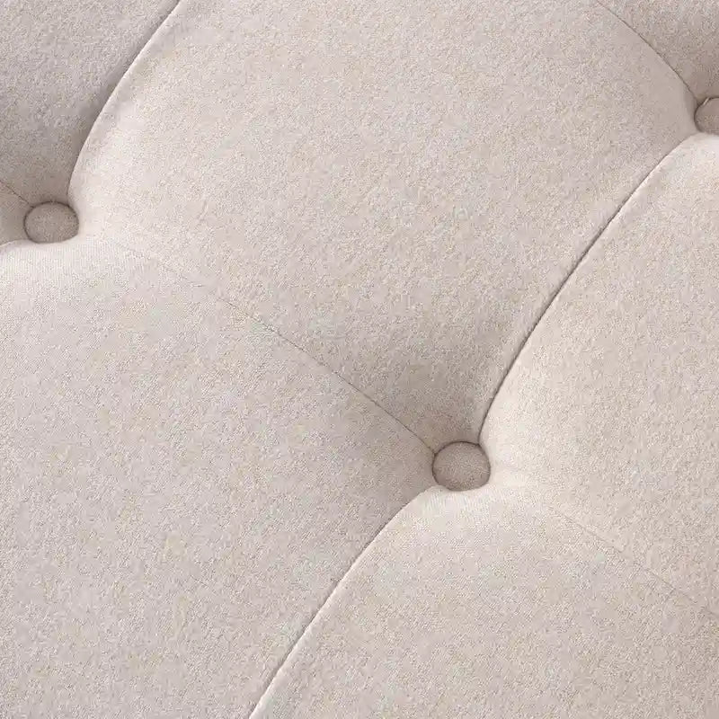 Mid-Century Modern Fabric Sofa with Button-Tufted Detail & Gold-Tipped Legs