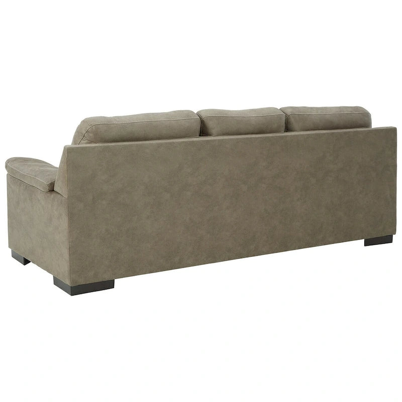 Faux Leather Tufted Sofa with Pillow-Top Armrests & Jumbo Stitching