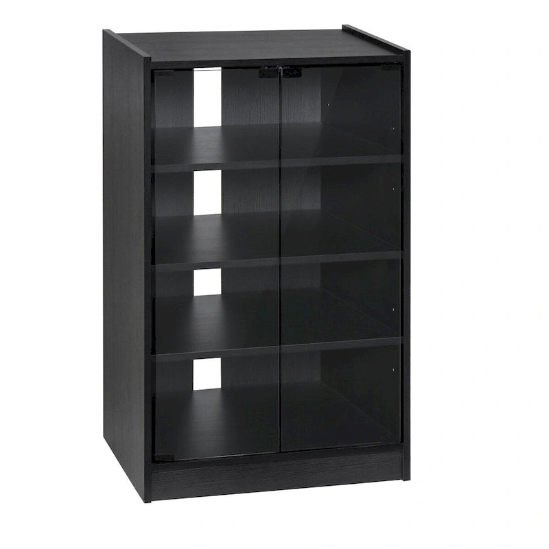 5-Tier Media Cabinet with Tempered Glass Doors & Cable Management
