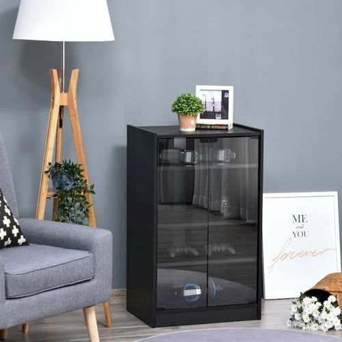 Mobile porta TV a 5 ripiani con ante in vetro temperato e gestione dei cavi