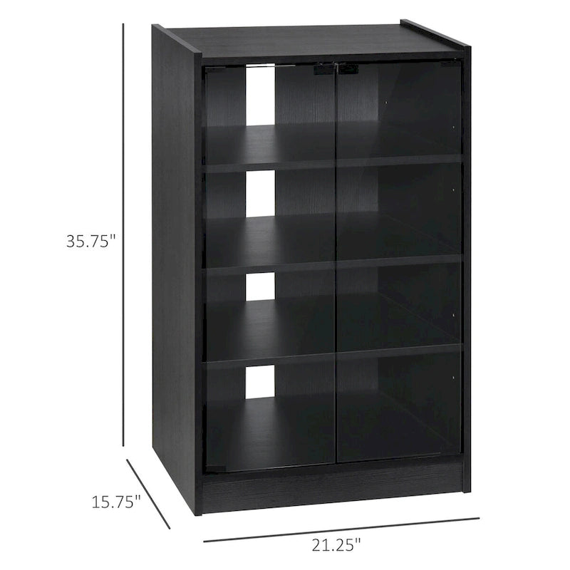 5-Tier Media Cabinet with Tempered Glass Doors & Cable Management