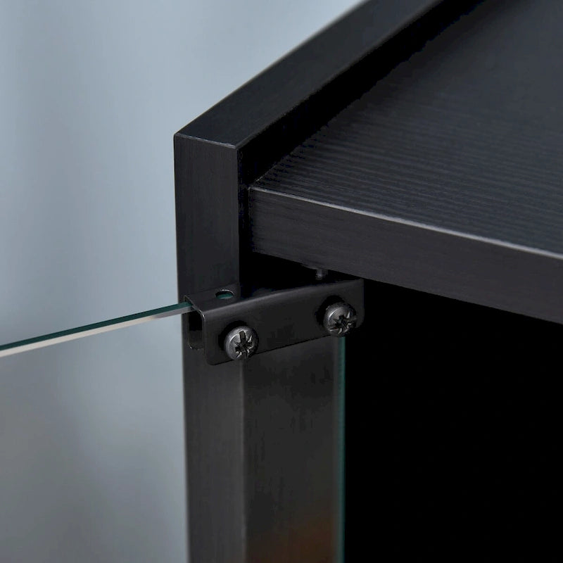 5-Tier Media Cabinet with Tempered Glass Doors & Cable Management
