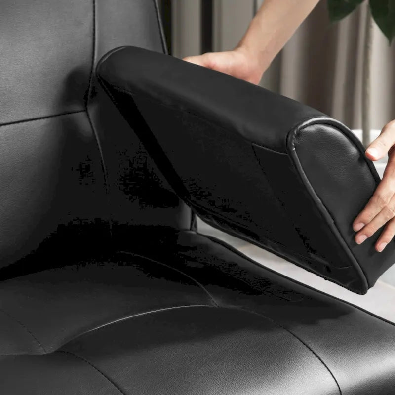 Divano letto futon trasformabile in pelle PU con braccioli rimovibili e portabicchieri