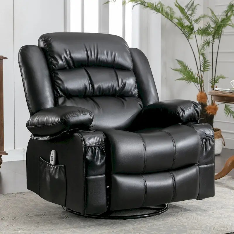 Fauteuil inclinable de massage avec chaleur, pivotement à 360°, fonction berçante et port USB