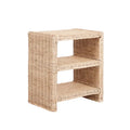 Coastal Bohemian Handwoven Rattan 3-Tier End Table