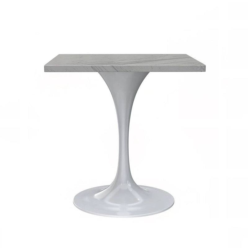 Square Dining Table with Resin Top & White Steel Base