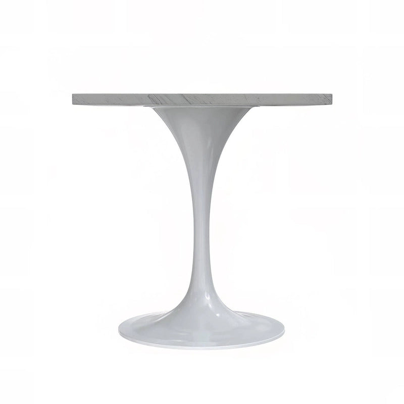 Square Dining Table with Resin Top & White Steel Base