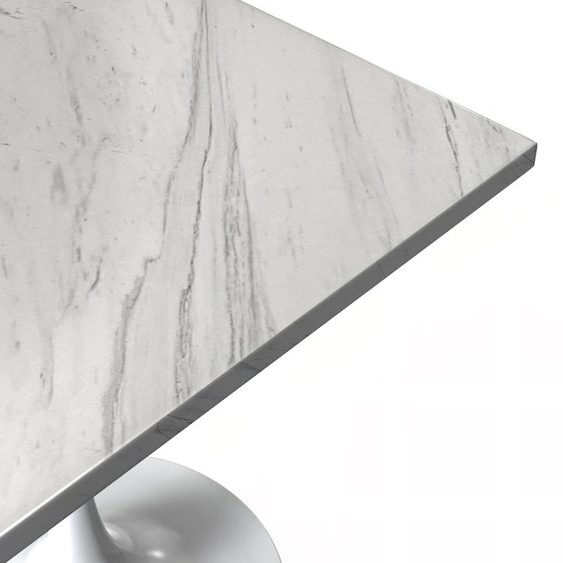 Square Dining Table with Resin Top & White Steel Base