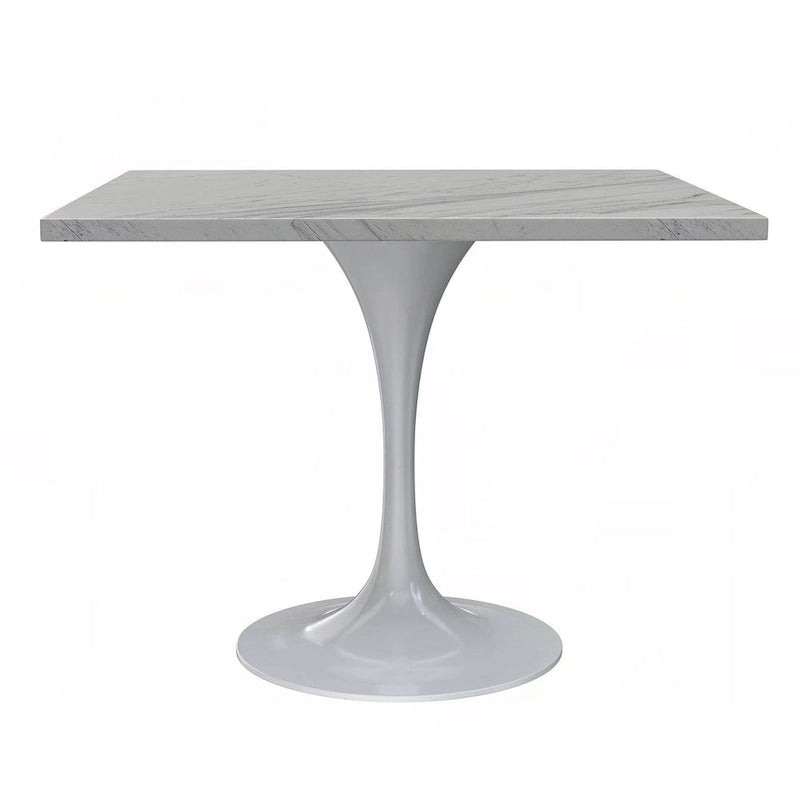 Square Dining Table with Resin Top & White Steel Base