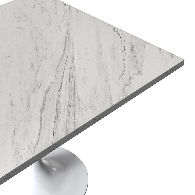 Square Dining Table with Resin Top & White Steel Base