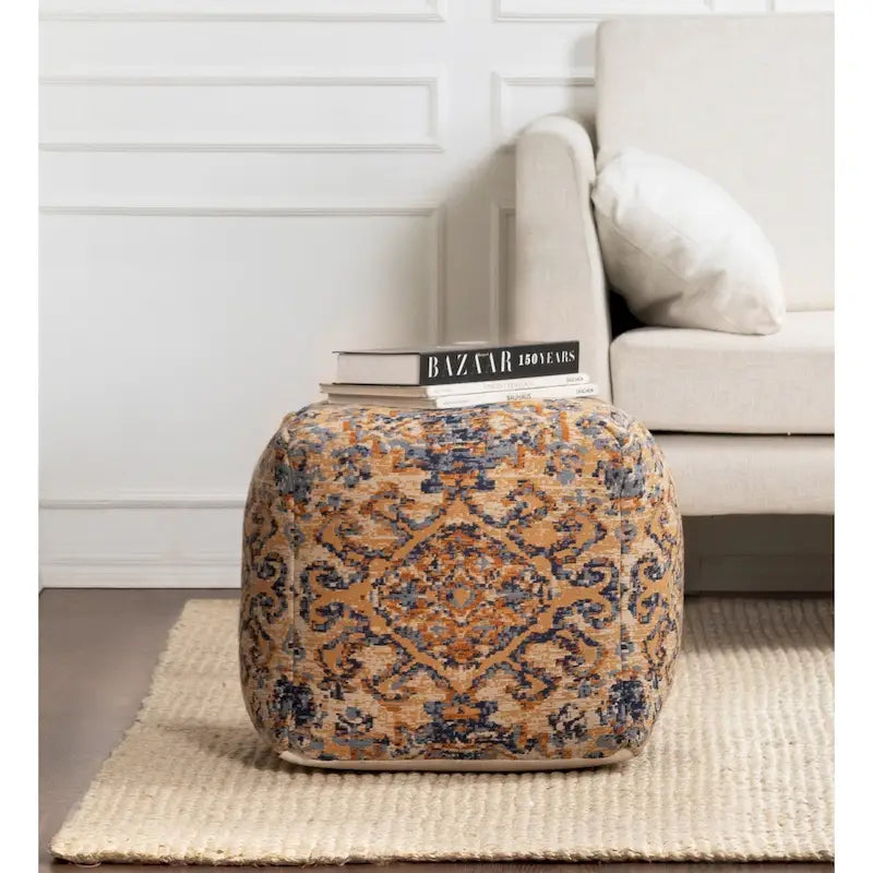Handcrafted Multicolor Square Pouf Ottoman