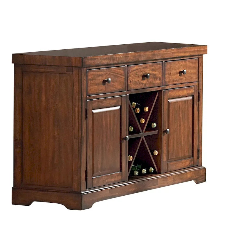 Traditional 3-Drawer Sideboard Server with Wine Rack & Cabinet