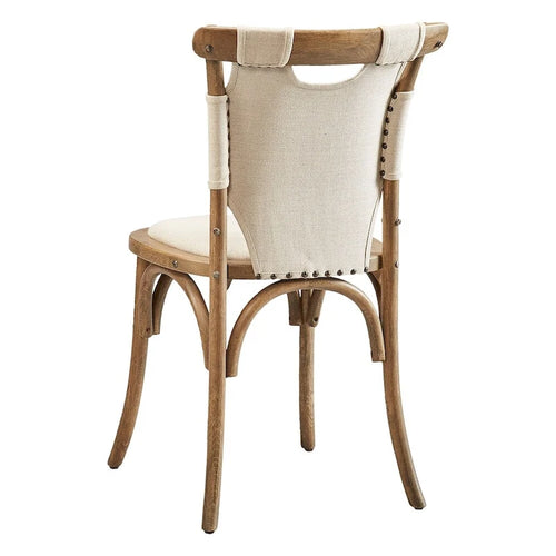 Silla auxiliar de comedor de madera curvada con tapizado de lona