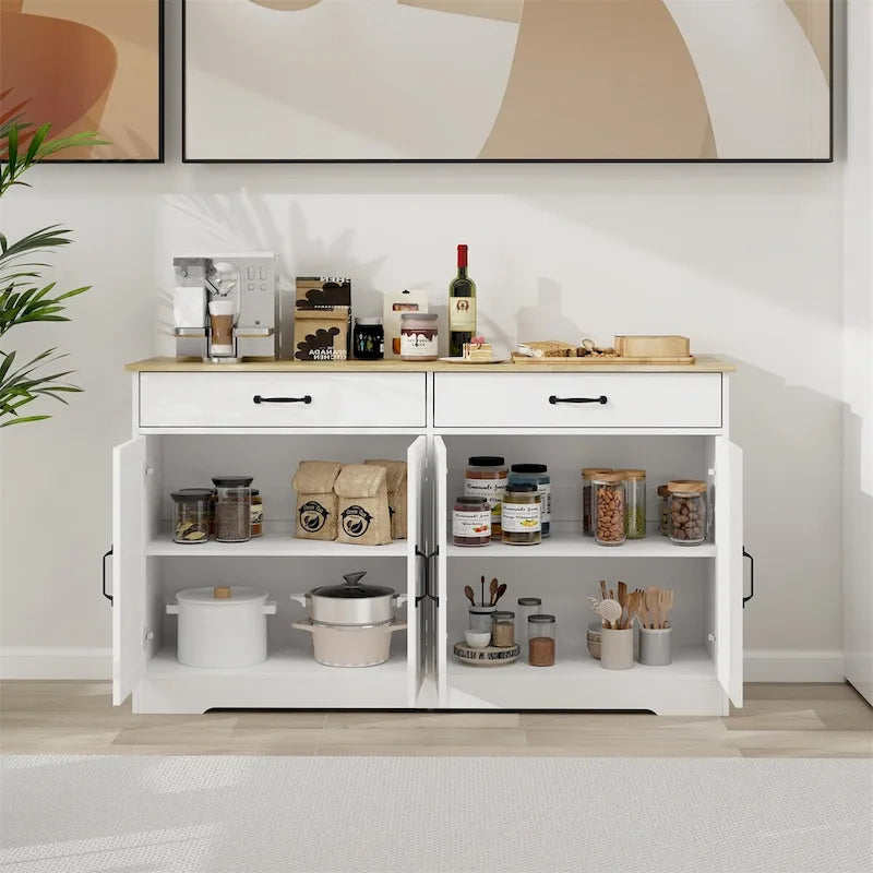 Farmhouse Buffet Sideboard Cabinet with 2 Drawers & 4 Doors