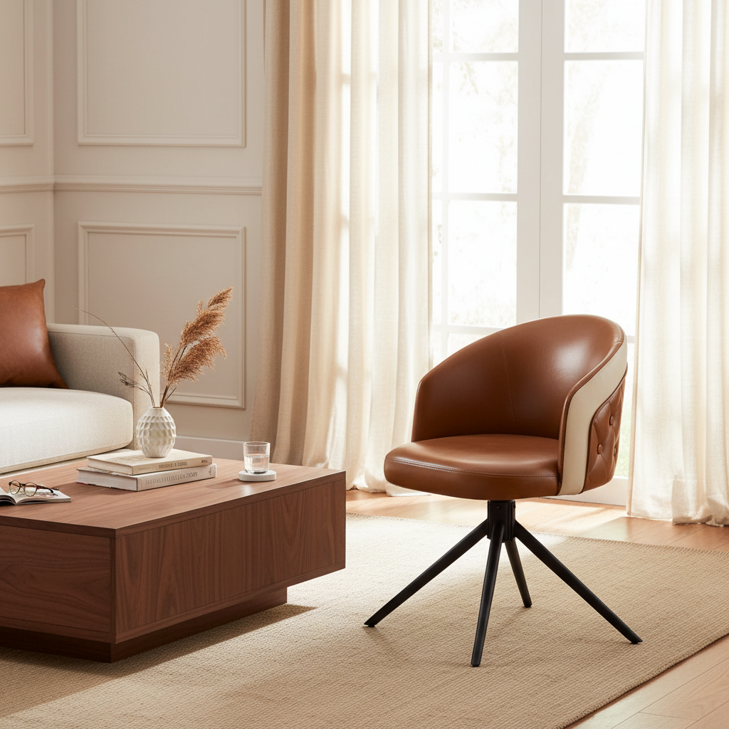 Faux Leather Swivel Chair – Interior Scene